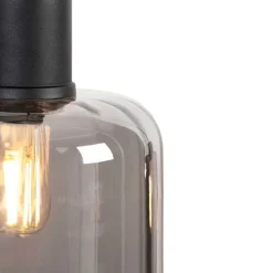 Design Hängelampe schwarz mit Rauchglas 3-Licht 161,5 cm - Qara