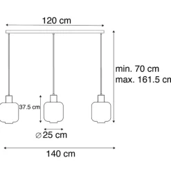 Design Hängelampe schwarz mit Rauchglas 3-Licht 161,5 cm - Qara