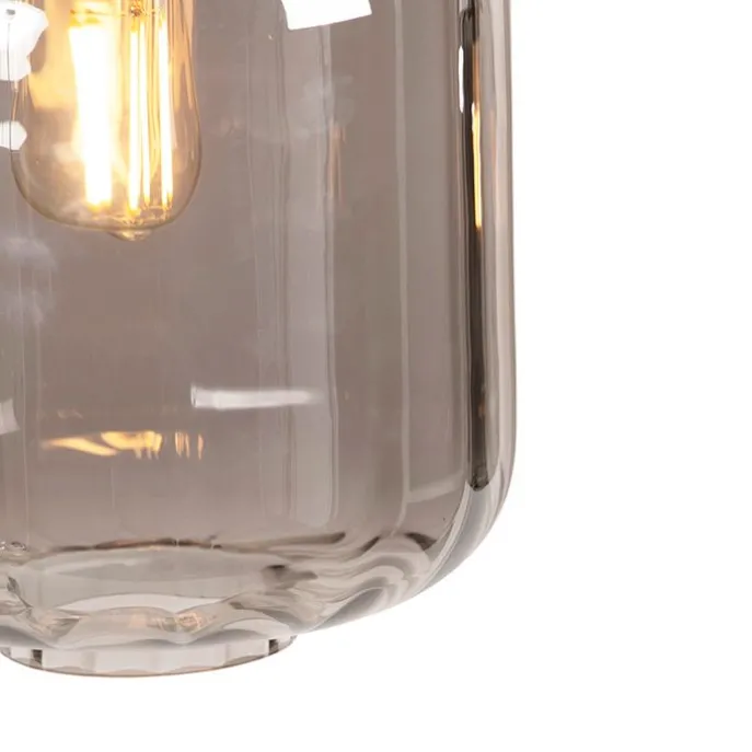 Design Hängelampe schwarz mit Rauchglas 3-Licht 161,5 cm - Qara