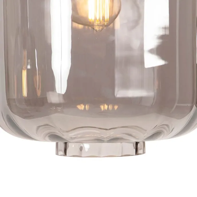 Design Hängelampe schwarz mit Rauchglas 3-Licht 161,5 cm - Qara