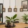 Design Hängelampe schwarz mit gold mit Rauchglas 4-flammig - Zuzanna