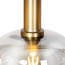 Design Hängelampe schwarz mit gold mit Rauchglas 4-flammig - Zuzanna