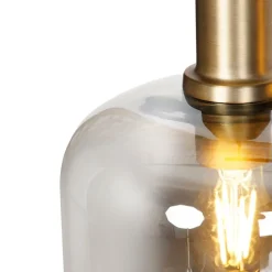 Design Hängelampe schwarz mit gold mit Rauchglas 4-flammig - Zuzanna