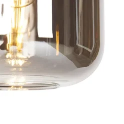 Design Hängelampe schwarz mit gold mit Rauchglas 4-flammig - Zuzanna