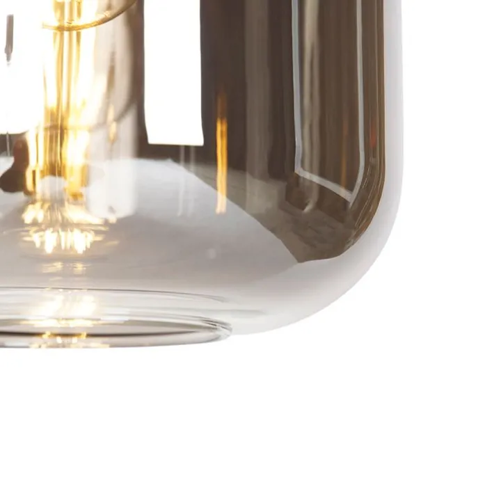 Design Hängelampe schwarz mit gold mit Rauchglas 4-flammig - Zuzanna