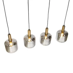 Design Hängelampe schwarz mit gold mit Rauchglas 4-flammig - Zuzanna