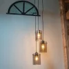 Design Hängelampe schwarz mit Rauchglas 3-Licht - Kuppel