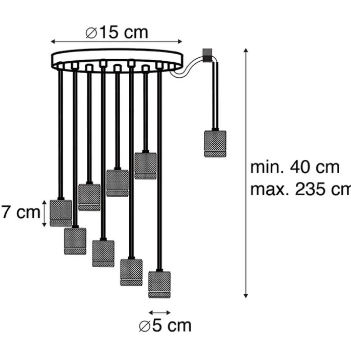 Design Hängelampe schwarz 9 flammig - Cavalux