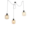 Design Hängelampe schwarz mit Braunglas 3-Licht 226 cm - Qara