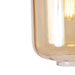 Design Hängelampe schwarz mit Braunglas 3-Licht 226 cm - Qara