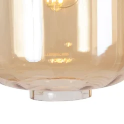 Design Hängelampe schwarz mit Braunglas 3-Licht 226 cm - Qara