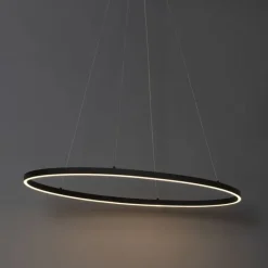 Design Hängelampe schwarz oval inkl. LED 3-stufig dimmbar - Ovallo