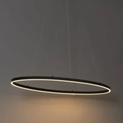Design Hängelampe schwarz oval inkl. LED 3-stufig dimmbar - Ovallo