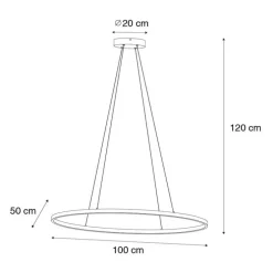 Design Hängelampe schwarz oval inkl. LED 3-stufig dimmbar - Ovallo