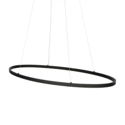 Design Hängelampe schwarz oval inkl. LED 3-stufig dimmbar - Ovallo
