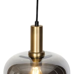 Design Hängelampe schwarz mit Gold mit Rauchglas - Zuzanna