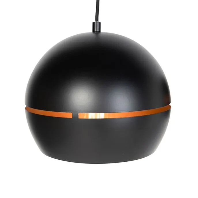 Design Hängelampe schwarz mit goldenem Interieur 3 Leuchten - Buell