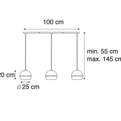Design Hängelampe schwarz mit goldenem Interieur 3 Leuchten - Buell