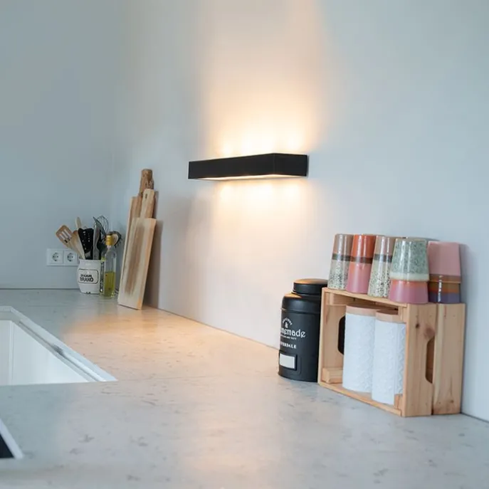 Design längliche Wandleuchte schwarz 60 cm - Houx