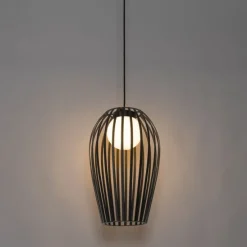 Design Pendelleuchte schwarz mit Opal IP44 - Angela