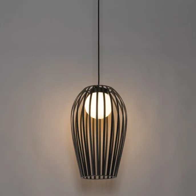 Design Pendelleuchte schwarz mit Opal IP44 - Angela