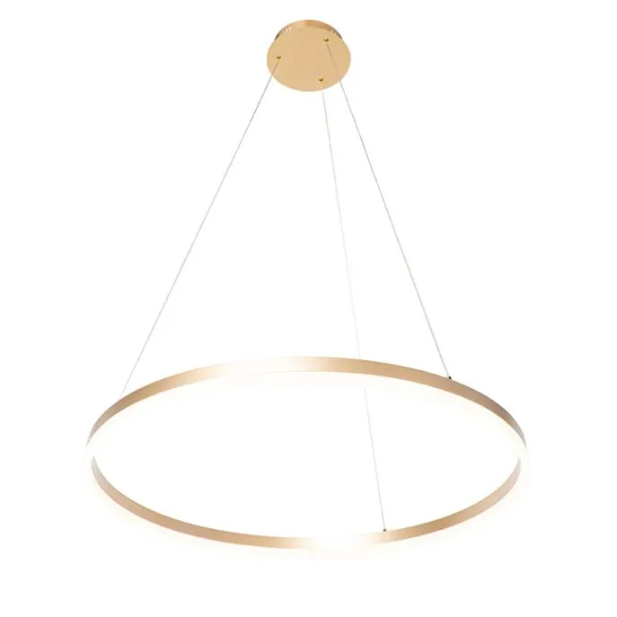Design Ring Pendelleuchte Gold 80 cm inkl. LED und Dimmer - Anello