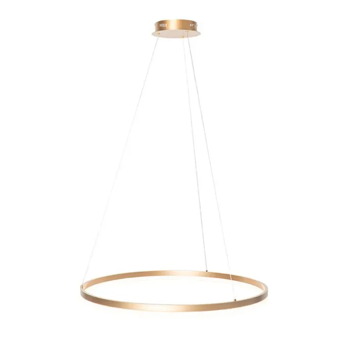 Design Ring Pendelleuchte Gold 80 cm inkl. LED und Dimmer - Anello