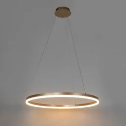 Design Ring Pendelleuchte Gold 80 cm inkl. LED und Dimmer - Anello