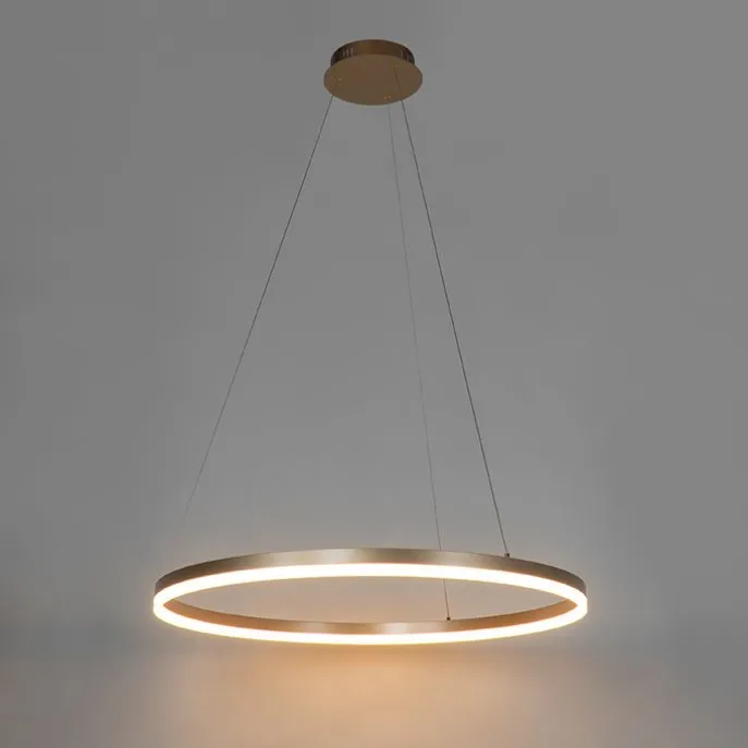 Design Ring Pendelleuchte Gold 80 cm inkl. LED und Dimmer - Anello