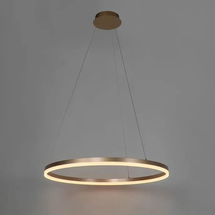 Design Ring Pendelleuchte Gold 80 cm inkl. LED und Dimmer - Anello