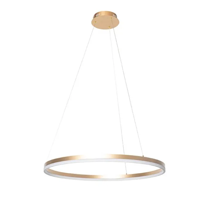 Design Ring Pendelleuchte Gold 80 cm inkl. LED und Dimmer - Anello