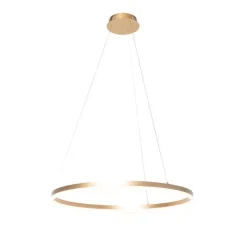 Design Ring Pendelleuchte Gold 80 cm inkl. LED und Dimmer - Anello