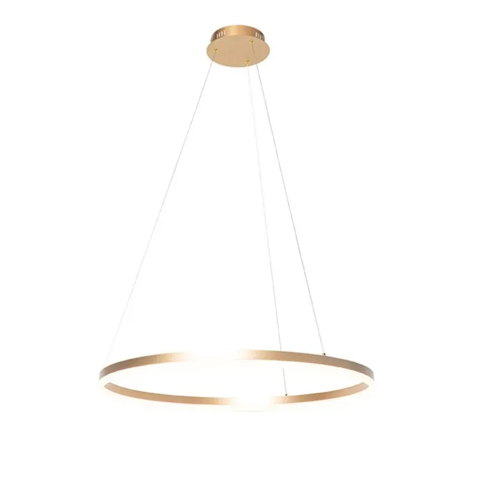 Design Ring Pendelleuchte Gold 80 cm inkl. LED und Dimmer - Anello