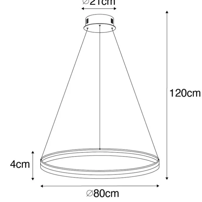 Design Ring Pendelleuchte Gold 80 cm inkl. LED und Dimmer - Anello
