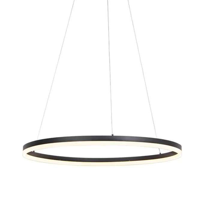 Design Ring-Hängelampe schwarz 80cm inkl. LED und Dimmer - Anello