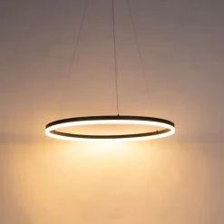 Design Ring-Hängelampe schwarz 80cm inkl. LED und Dimmer - Anello