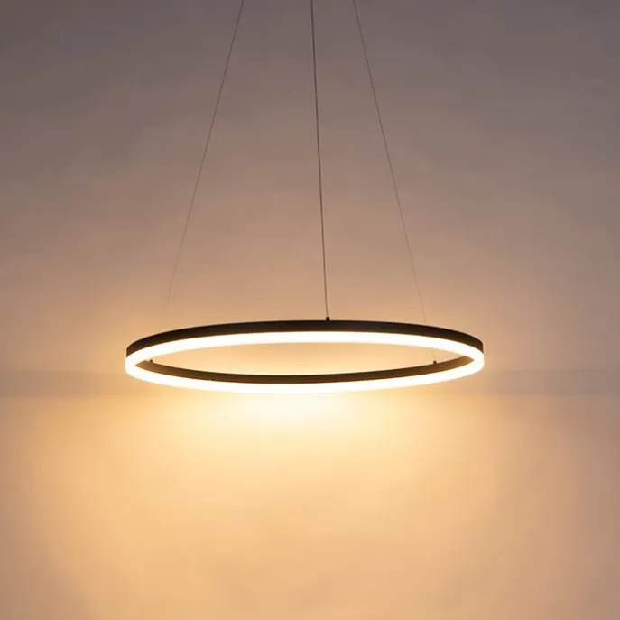 Design Ring-Hängelampe schwarz 80cm inkl. LED und Dimmer - Anello