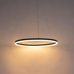 Design Ring-Hängelampe schwarz 80cm inkl. LED und Dimmer - Anello