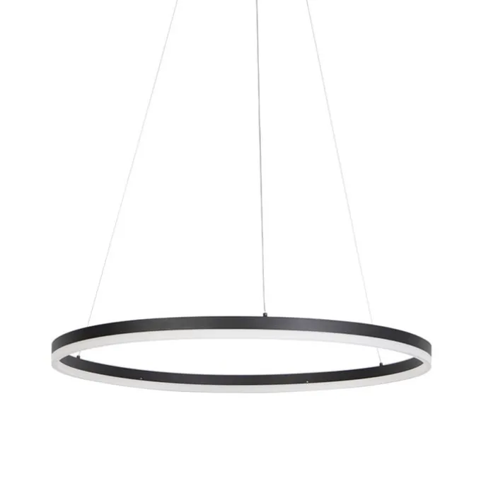 Design Ring-Hängelampe schwarz 80cm inkl. LED und Dimmer - Anello