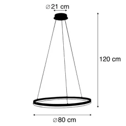 Design Ring-Hängelampe schwarz 80cm inkl. LED und Dimmer - Anello