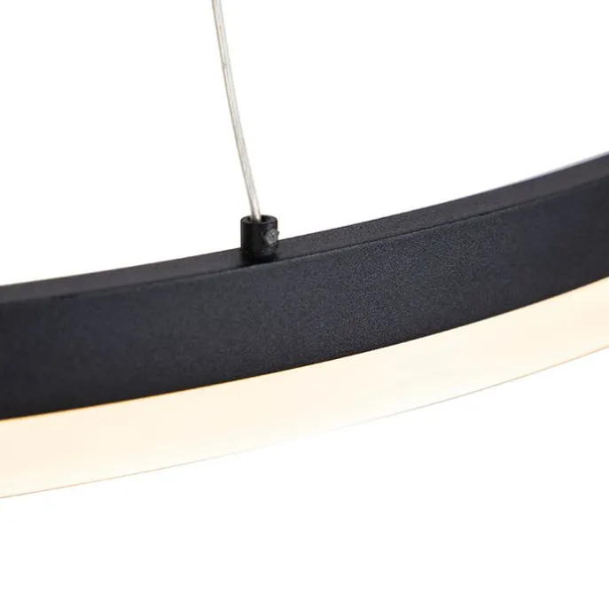 Design Ring-Hängelampe schwarz 80cm inkl. LED und Dimmer - Anello