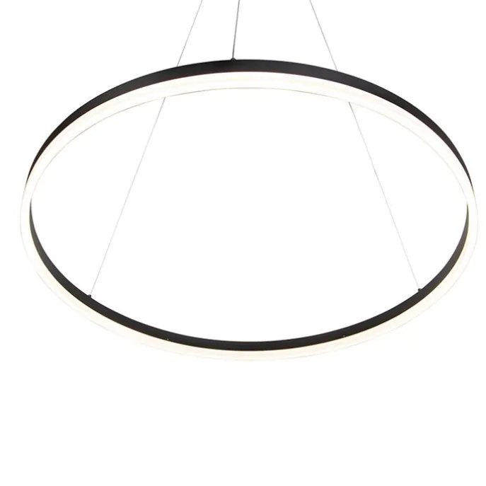Design Ring-Hängelampe schwarz 80cm inkl. LED und Dimmer - Anello