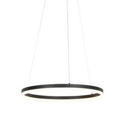 Design Ring-Pendelleuchte Schwarz 60cm inkl. LED und Dimmer - Anello