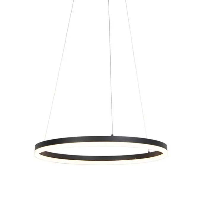Design Ring-Pendelleuchte Schwarz 60cm inkl. LED und Dimmer - Anello