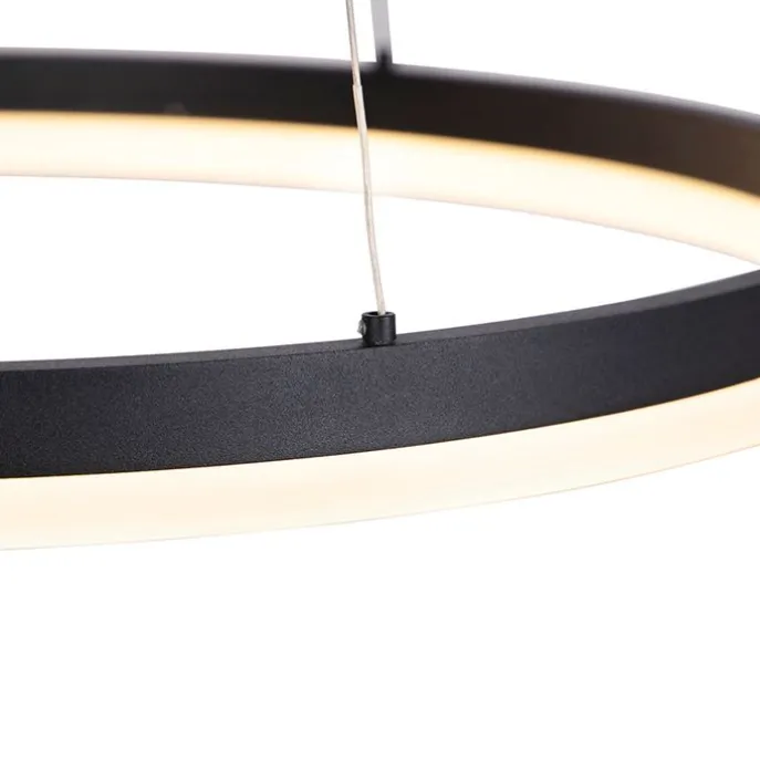 Design Ring-Pendelleuchte Schwarz 60cm inkl. LED und Dimmer - Anello