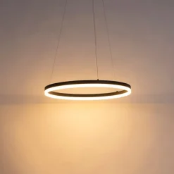 Design Ring-Pendelleuchte Schwarz 60cm inkl. LED und Dimmer - Anello