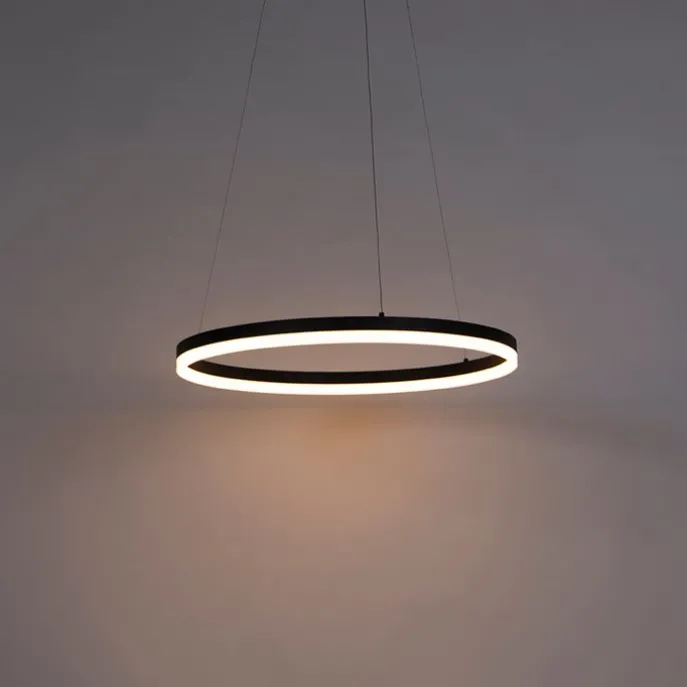 Design Ring-Pendelleuchte Schwarz 60cm inkl. LED und Dimmer - Anello