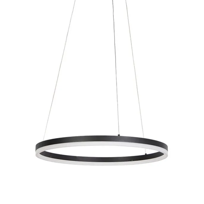 Design Ring-Pendelleuchte Schwarz 60cm inkl. LED und Dimmer - Anello