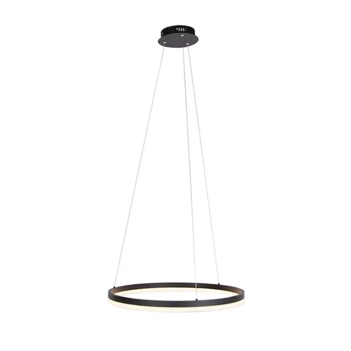 Design Ring-Pendelleuchte Schwarz 60cm inkl. LED und Dimmer - Anello