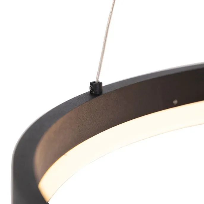 Design Ring-Pendelleuchte Schwarz 60cm inkl. LED und Dimmer - Anello